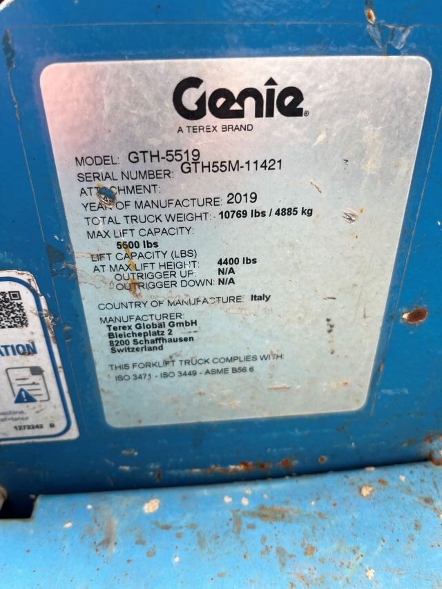 Used 2019 GENIE GTH-5519 Telehandler Forklift