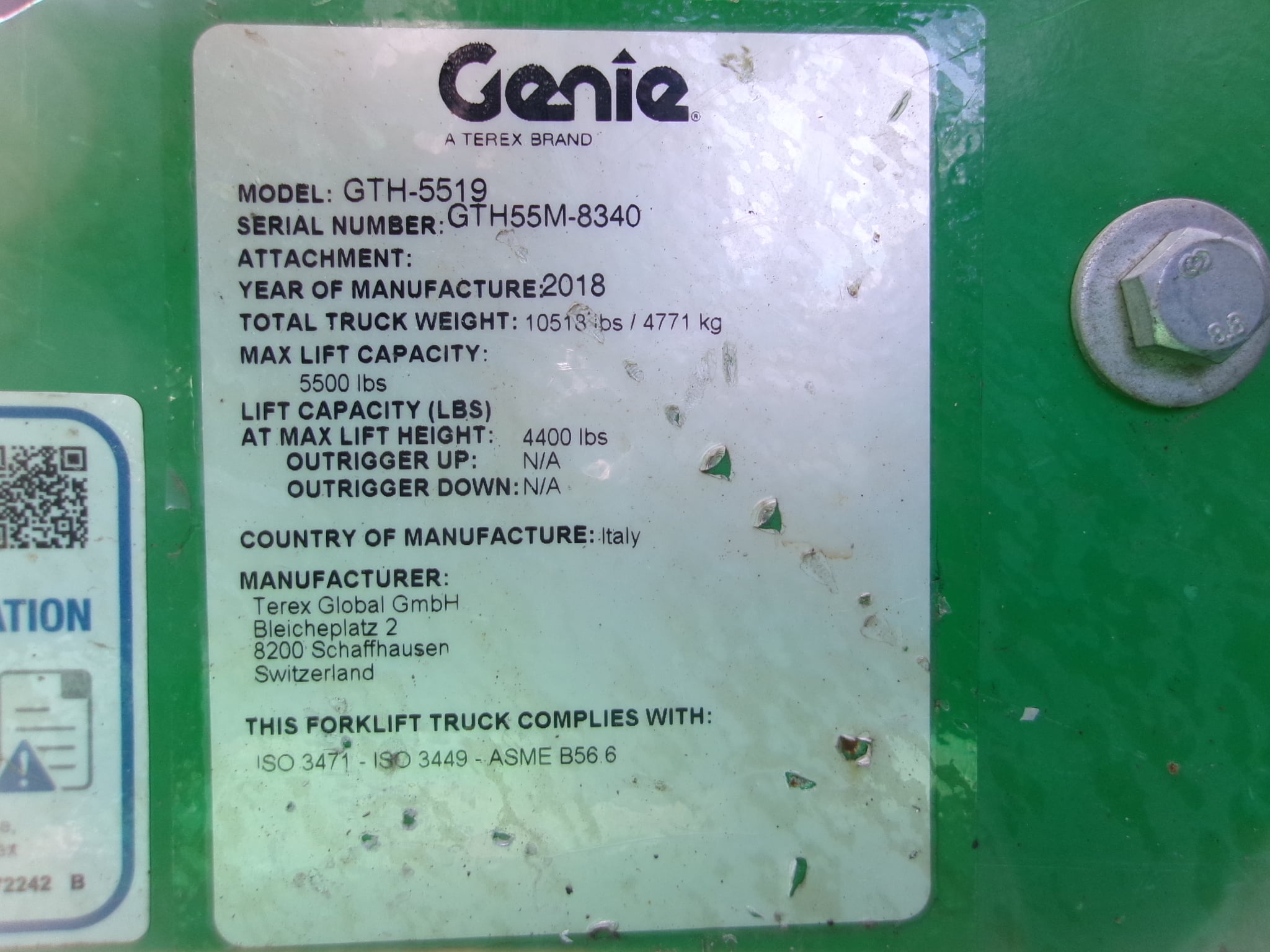 Used 2018 GENIE GTH-5519 Telehandler Forklift