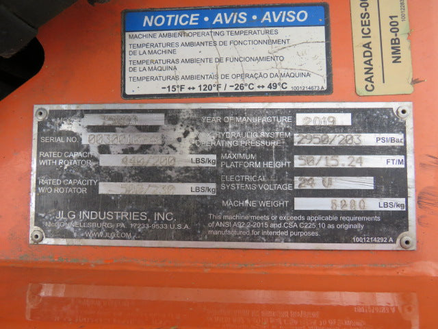 Used 2019 JLG T500J Towable Boom Lift