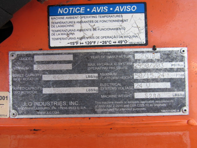 Used 2019 JLG T500J Towable Boom Lift