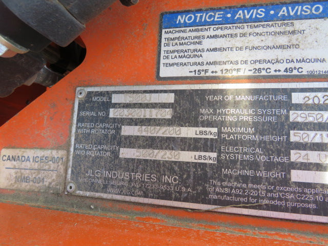 Used 2020 JLG T500J Towable Boom Lift