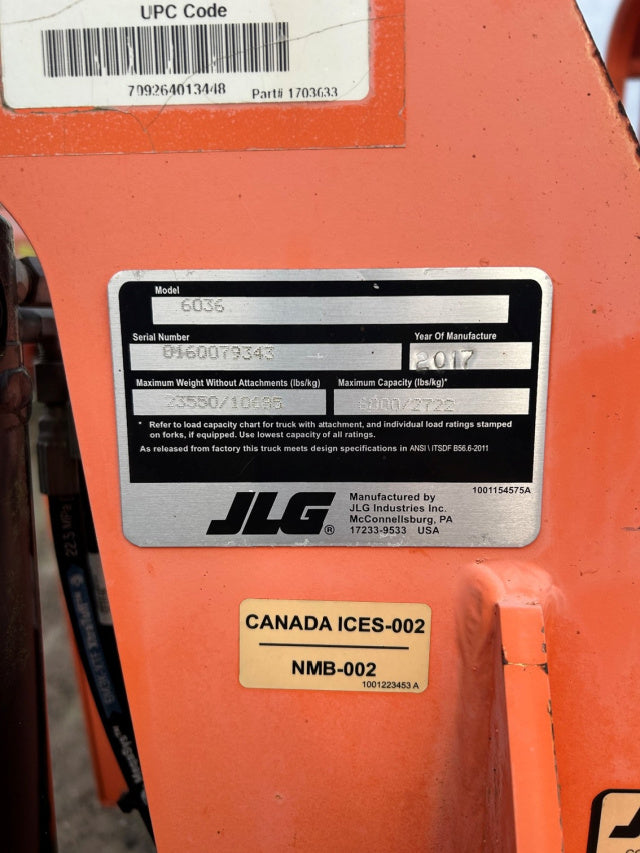 Used 2017 SKYTRAK 6036 Telehandler Forklift