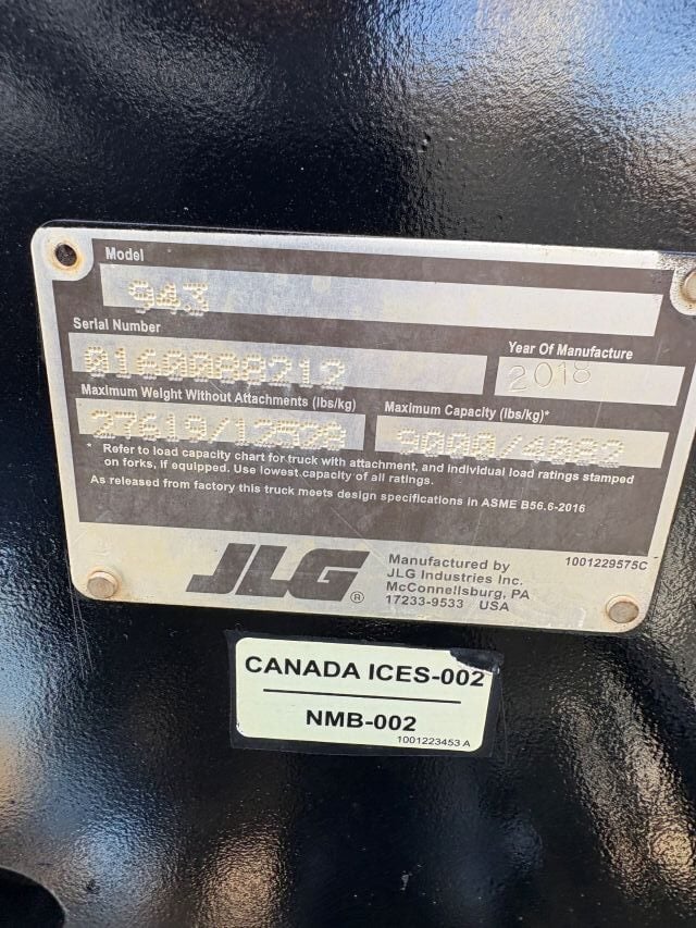 Used 2018 JLG 943 Telehandler Forklift