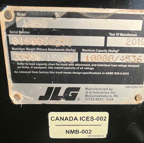 Used 2019 JLG 1055 Telehandler Forklift