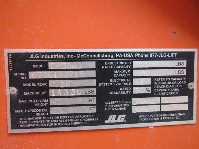 Used 2013 JLG E450AJ Articulating Boom Lift