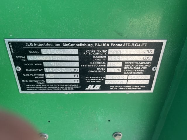 Used 2016 JLG E450AJ Articulating Boom Lift
