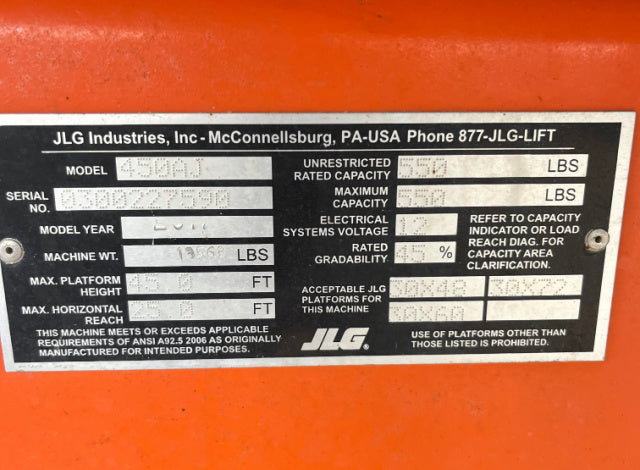 Used 2017 JLG 450AJ Articulating Boom Lift