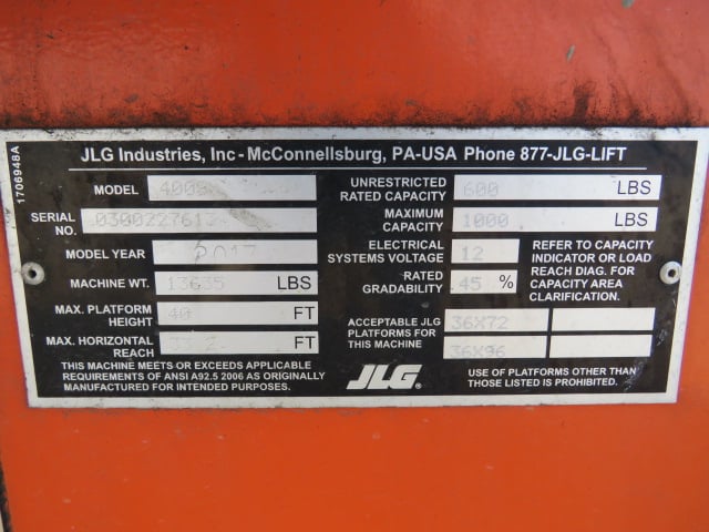 Used 2017 JLG 400S Telescopic Boom Lift