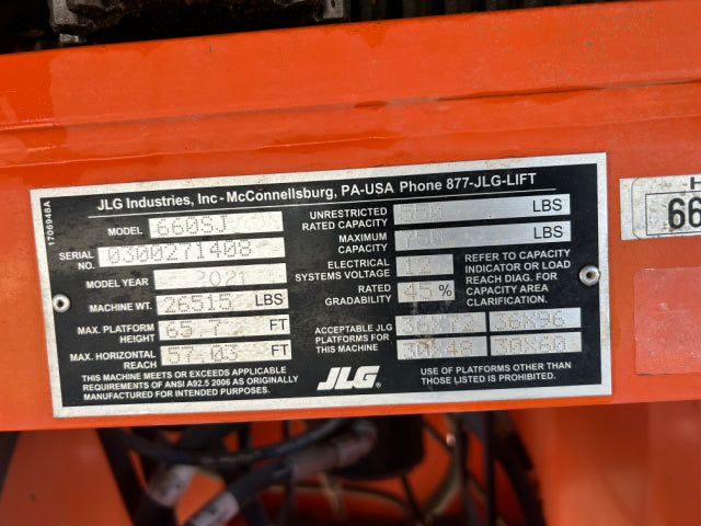 Used 2021 JLG 660SJ Telescopic Boom Lift