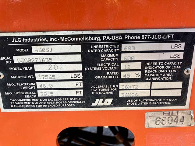 Used 2021 JLG 460SJ Telescopic Boom Lift