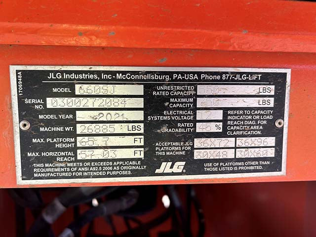 Used 2021 JLG 660SJ Telescopic Boom Lift
