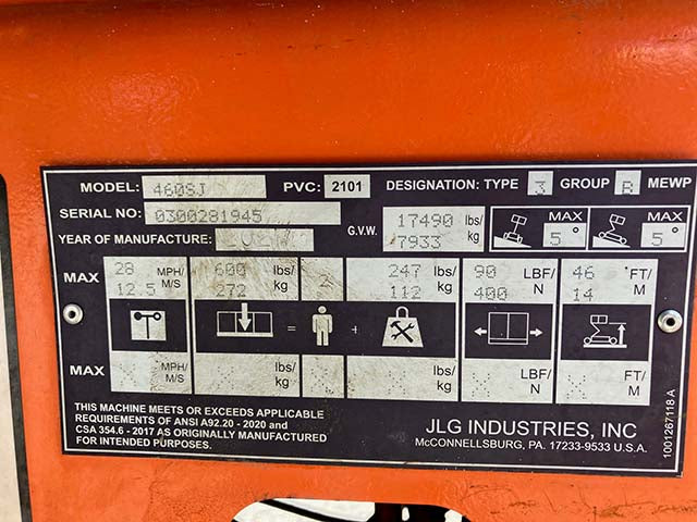Used 2021 JLG 460SJ Telescopic Boom Lift