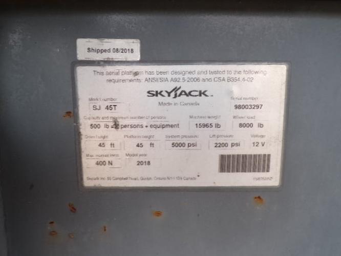 Used 2018 SKYJACK SJ45 T Telescopic Boom Lift, photo 20