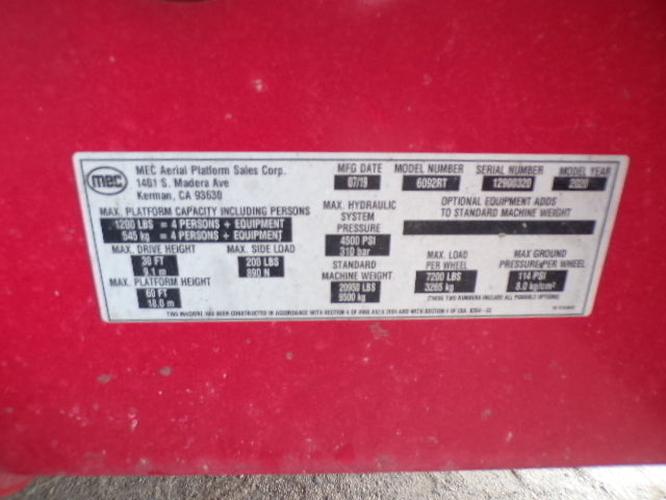 Used 2020 MEC 6092 RT Scissor Lift, photo 24
