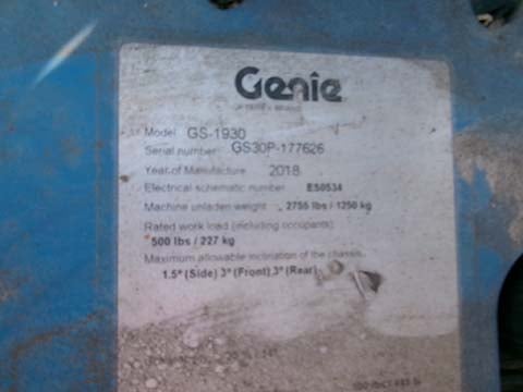 Used 2018 GENIE GS-1930 Scissor Lift