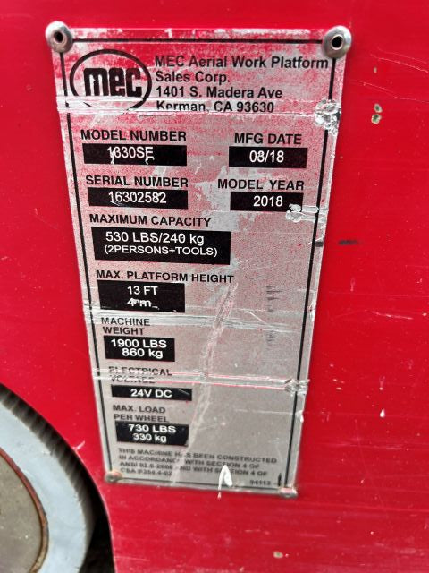 Used 2018 MEC 1330 SE Scissor Lift
