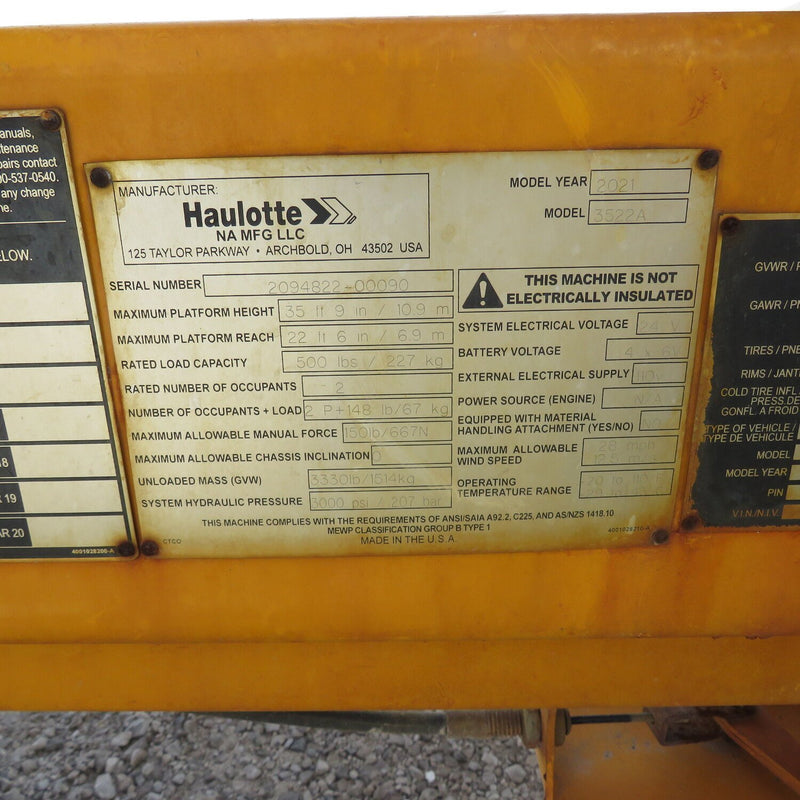 Used 2021 HAULOTTE 3522A Towable Boom Lift, photo 18