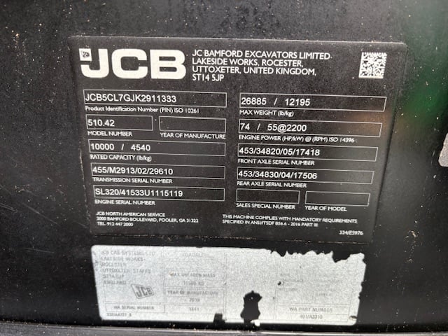 Used 2019 JCB 510-42 Telehandler Forklift