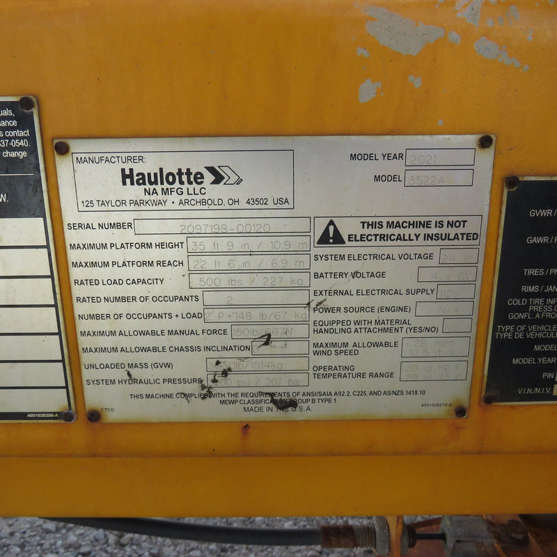 Used 2021 HAULOTTE 3522A Towable Boom Lift, photo 18