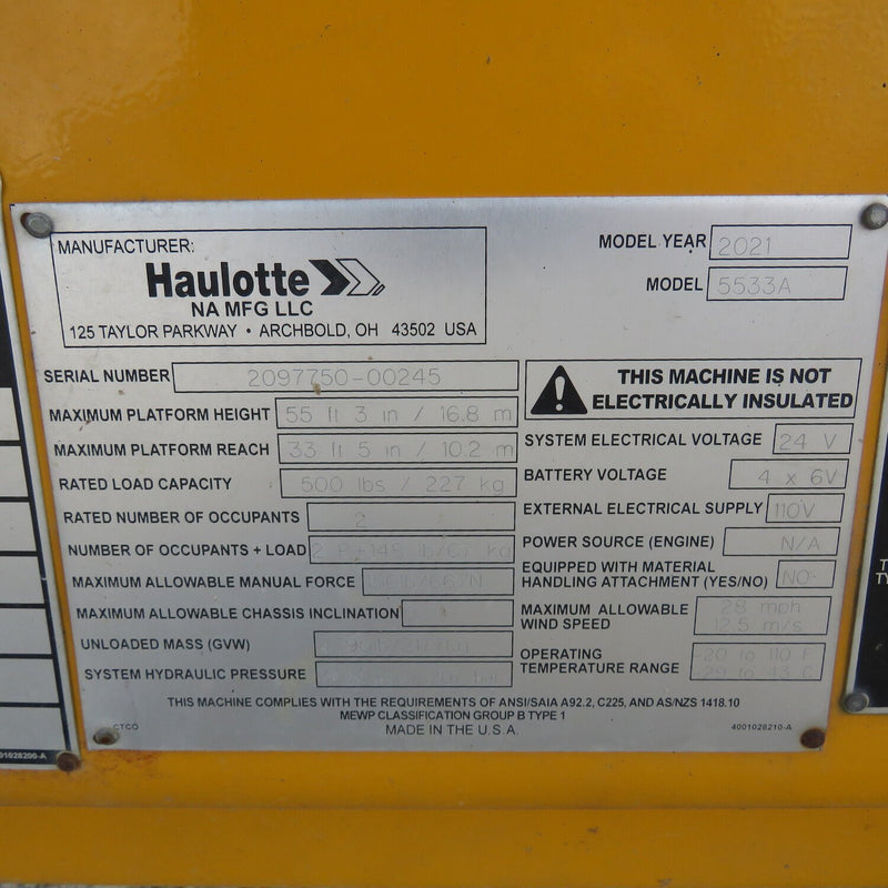 Used 2021 HAULOTTE 5533A Towable Boom Lift, photo 18