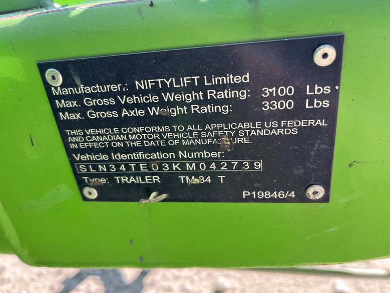 Used 2019 NIFTYLIFT TM34TE Towable Boom Lift, photo 13