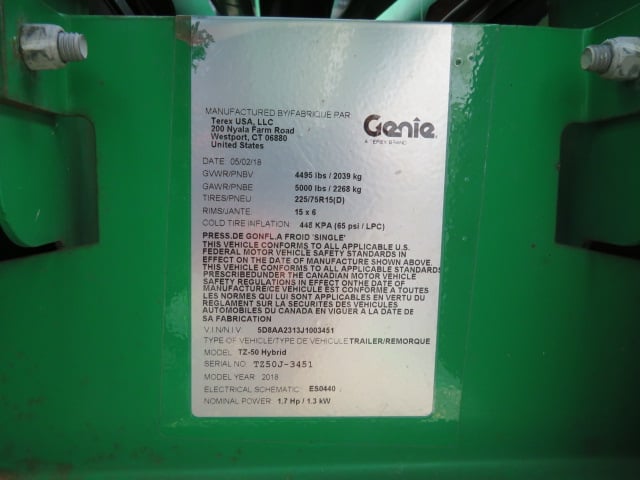 Used 2018 GENIE TZ-50 Towable Boom Lift