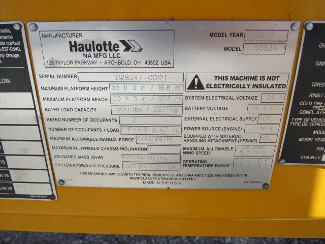 Used 2023 HAULOTTE 5533A Towable Boom Lift