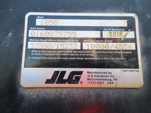 Used 2016 JLG 1055 Telehandler Forklift