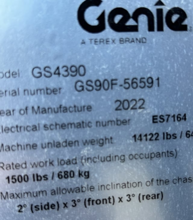 Used 2022 GENIE GS-4390 RT Scissor Lift