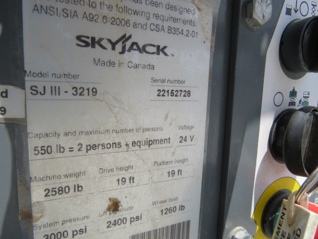 Used 2020 SKYJACK SJ3219 Scissor Lift