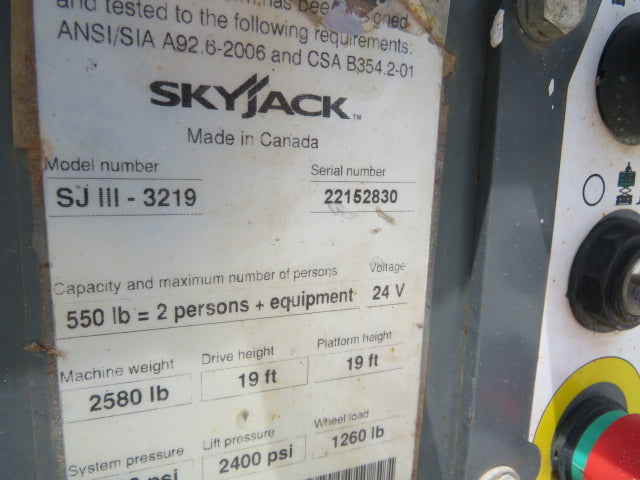 Used 2020 SKYJACK SJ3219 Scissor Lift