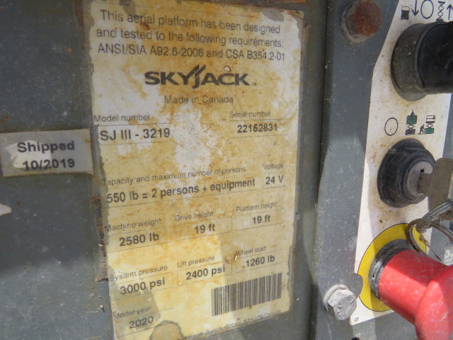Used 2020 SKYJACK SJ3219 Scissor Lift
