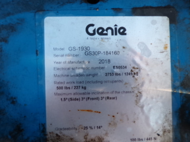 Used 2018 GENIE GS-1930 Scissor Lift, photo 14