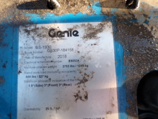 Used 2018 GENIE GS-1930 Scissor Lift, photo 14