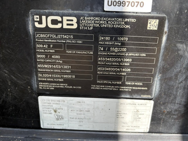 Used 2018 JCB 509-42 Telehandler Forklift