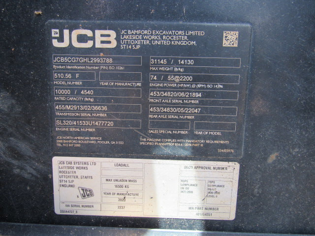 Used 2021 JCB 510-56 Telehandler Forklift