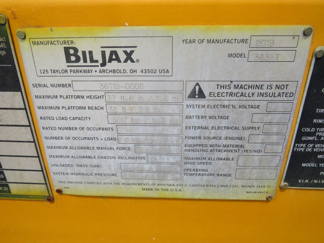 Used 2019 HAULOTTE 3632T Towable Boom Lift