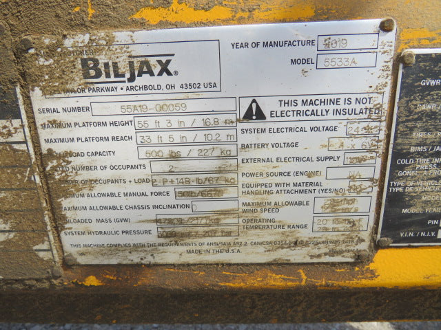 Used 2019 HAULOTTE 5533A Towable Boom Lift