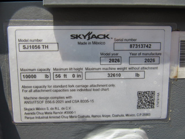 New 2026 SKYJACK SJ1056 TH Telehandler Forklift