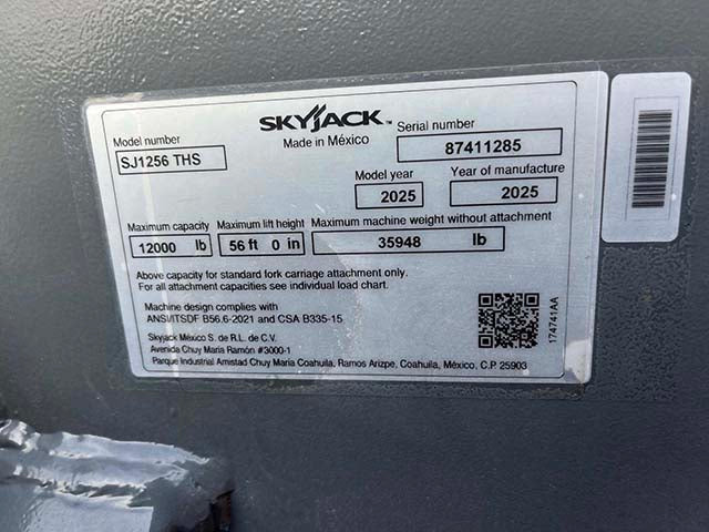 New 2025 SKYJACK SJ1256 THS Telehandler Forklift