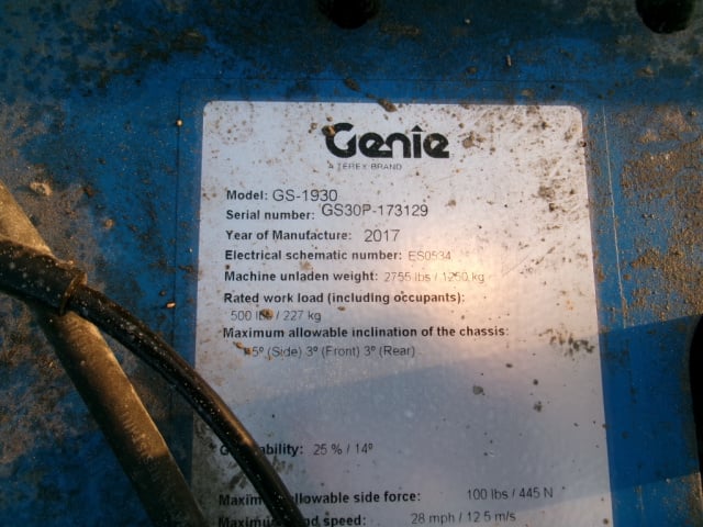 Used 2017 GENIE GS-1930 Scissor Lift