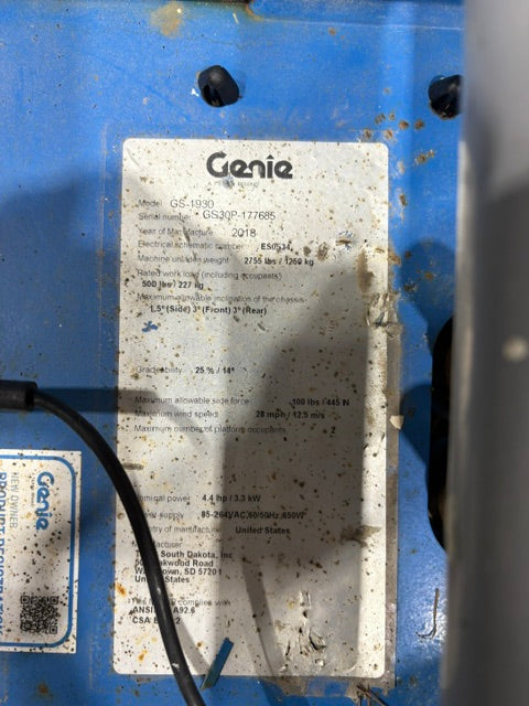 Used 2018 GENIE GS-1930 Scissor Lift
