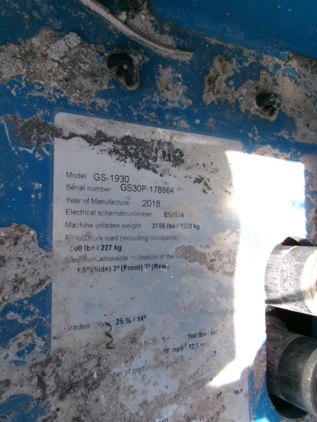 Used 2018 GENIE GS-1930 Scissor Lift