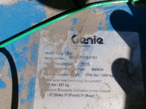 Used 2019 GENIE GS-1930 Scissor Lift