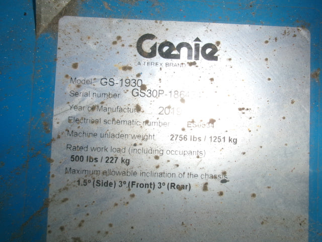 Used 2019 GENIE GS-1930 Scissor Lift