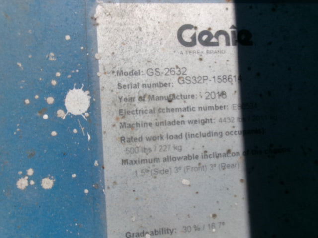 Used 2018 GENIE GS-2632 Scissor Lift