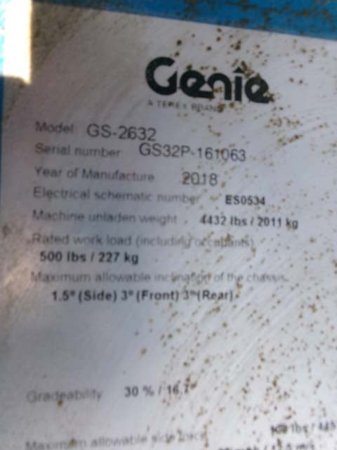 Used 2018 GENIE GS-2632 Scissor Lift