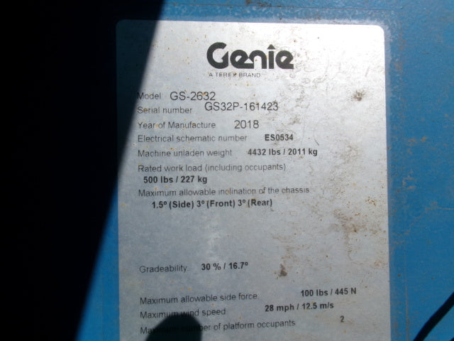 Used 2018 GENIE GS-2632 Scissor Lift