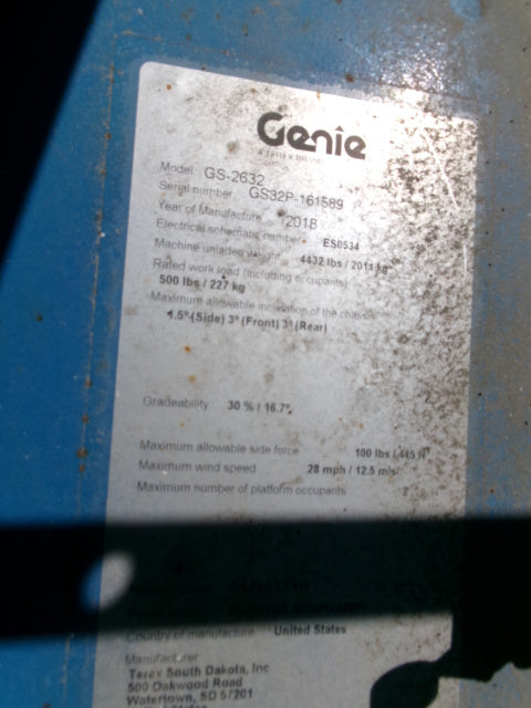 Used 2018 GENIE GS-2632 Scissor Lift