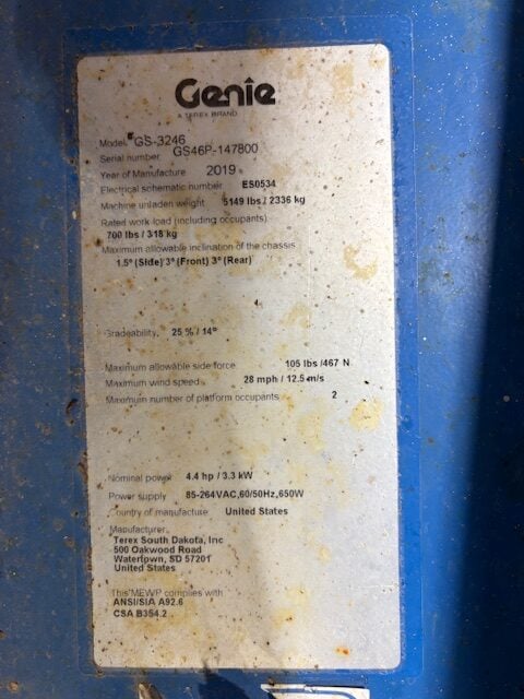 Used 2019 GENIE GS-3246 Scissor Lift